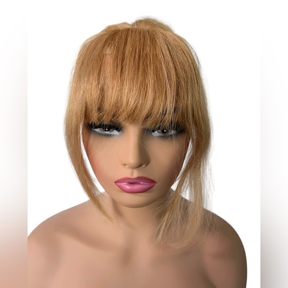 Invisible Frontal Mesh Lace Bangs clip in  strawberry Blonde - Picture 1 of 7
